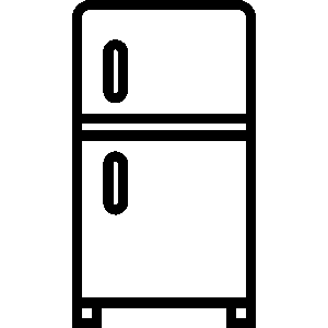 Jääkaapin symboli-ikoni. Kuva edustaa keittiön kodinkoneiden ammattimaista puhdistusta.