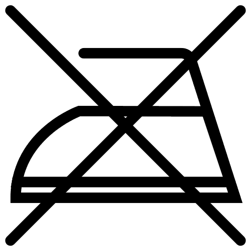 Pesumerkki: Silitys kielletty. Ikoni esittää silitysrautaa, jonka yli on vedetty rasti.