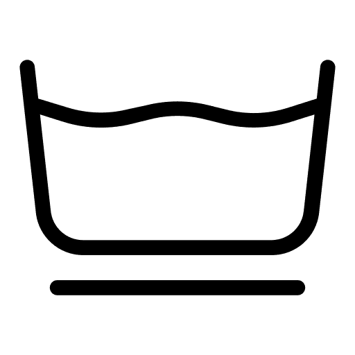 Pesumerkki: Hienovarainen vesipesu (varovainen pesuohjelma). Ikoni esittää pesuallasta, jonka alla on yksi viiva.