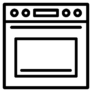 Uunin ja lieden symboli-ikoni. Kuva edustaa uunin ammattimaista puhdistusta.