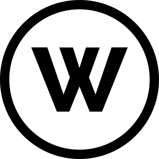 Pesumerkki: Ammattimainen vesipesu (kemiallinen vesipesu). Ikoni esittää W-kirjainta ympyrän sisällä.