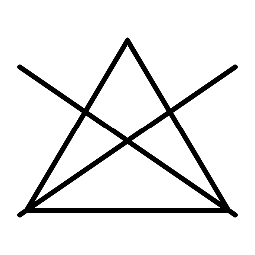 Pesumerkki: Valkaisu kielletty. Ikoni esittää kolmiota, jonka yli on vedetty rasti.